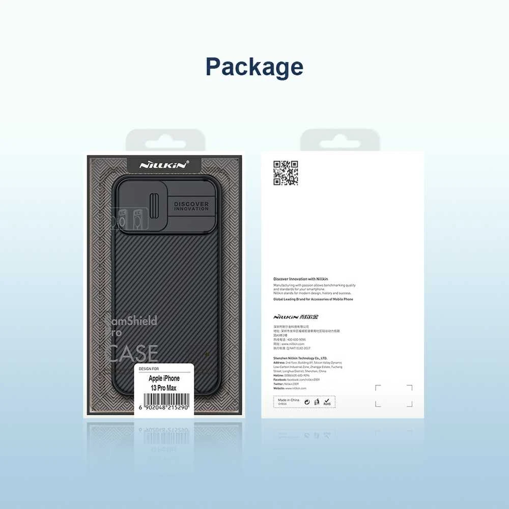 „Nillkin CamShield Pro Magnetic Case“ šarvuotas dėklas, skirtas „iPhone 13 Pro Max“ ir kameros apsaugai, juodas (suderinamas su „MagSafe“)