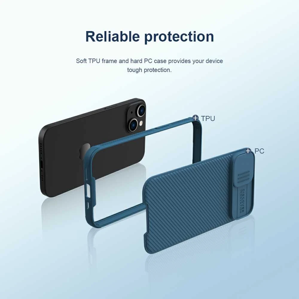 Nillkin CamShield Pro Magnetic Apple iPhone 14 Plus Camera Protector dėklas telefonui mėlynos spalvos (with MagSafe)