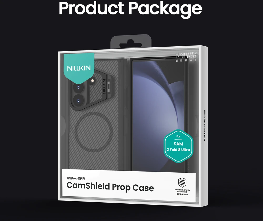Nillkin CamShield Prop Magnetic Pen Slot (skaidrus Lens) dėklas skirtas Samsung Galaxy Z Fold 8 Ultra skaidrus juodos spalvos