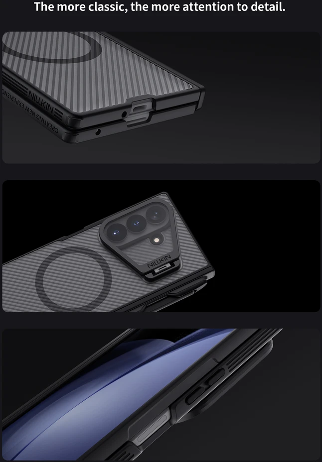 Nillkin CamShield Prop Magnetic Pen Slot (skaidrus Lens) dėklas skirtas Samsung Galaxy Z Fold 8 Ultra skaidrus juodos spalvos