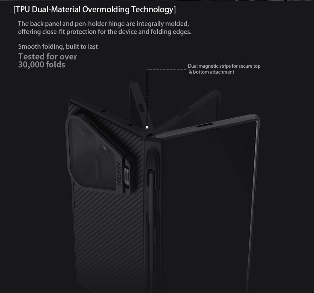 Nillkin CamShield Prop Magnetic Pen Slot (skaidrus Lens) dėklas skirtas Samsung Galaxy Z Fold 8 Ultra juodos spalvos
