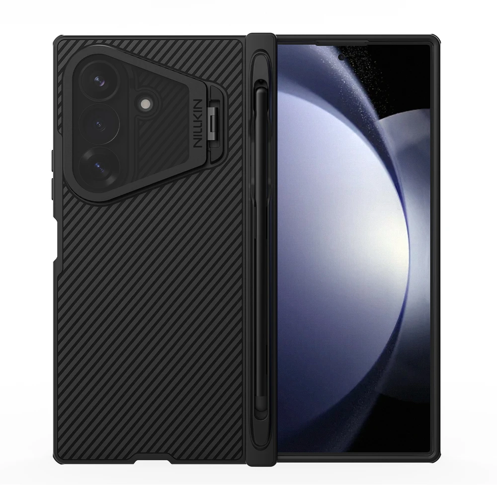 Nillkin CamShield Prop Magnetic Pen Slot (skaidrus Lens) dėklas skirtas Samsung Galaxy Z Fold 8 Ultra juodos spalvos