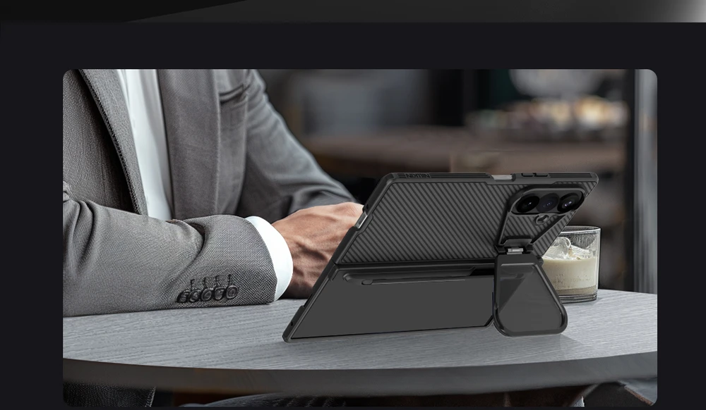 Nillkin CamShield Prop Magnetic Pen Slot (skaidrus Lens) dėklas skirtas Samsung Galaxy Z Fold 8 Ultra juodos spalvos