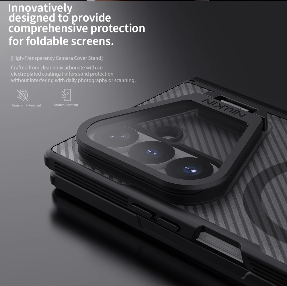 Nillkin CamShield Prop Magnetic (skaidrus Lens) dėklas skirtas Samsung Galaxy Z Fold 8 Ultra skaidrus juodos spalvos