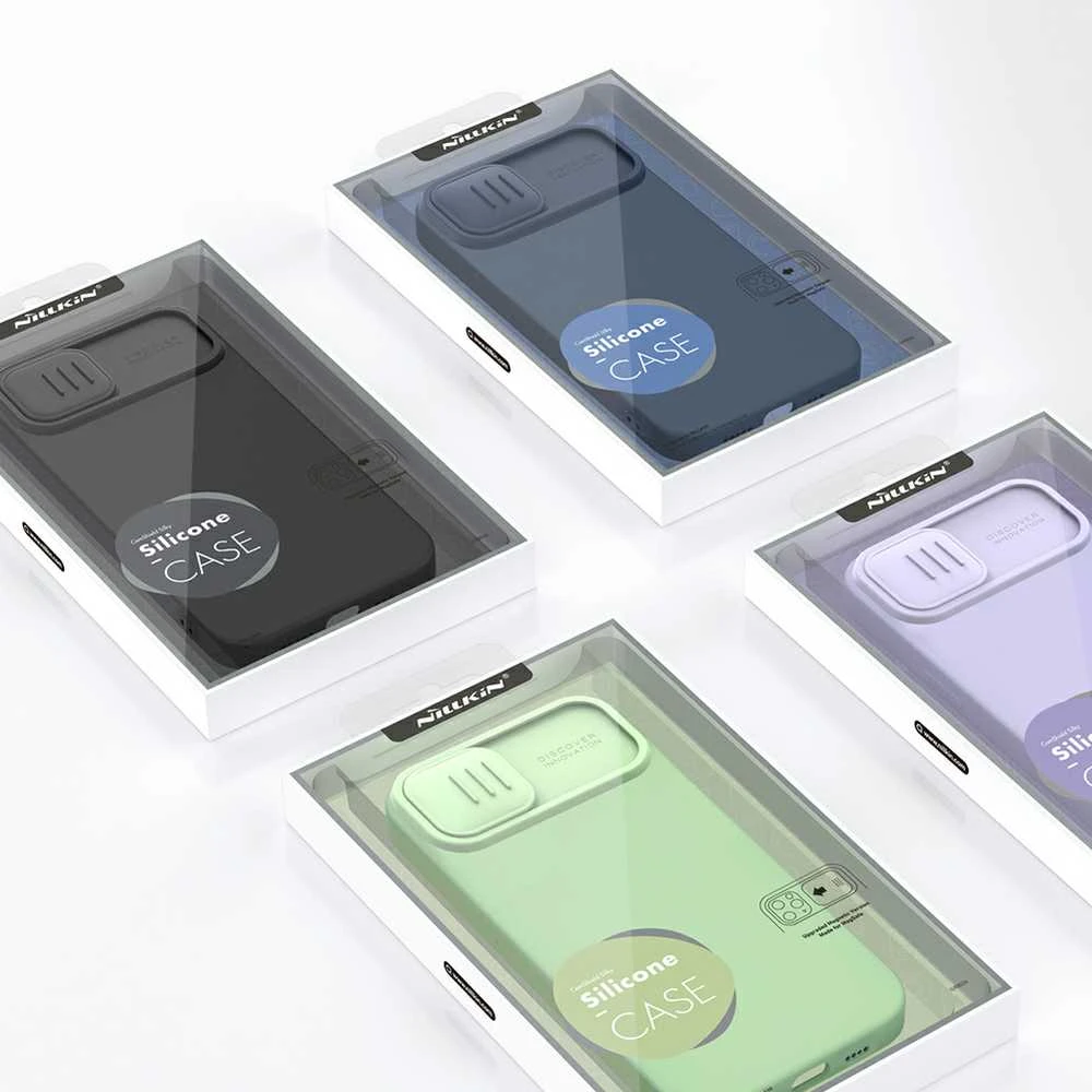 Dėklas Nillkin CamShield Silky Magnetic Silicone Apple iPhone 14 Plus šviesiai violetinis