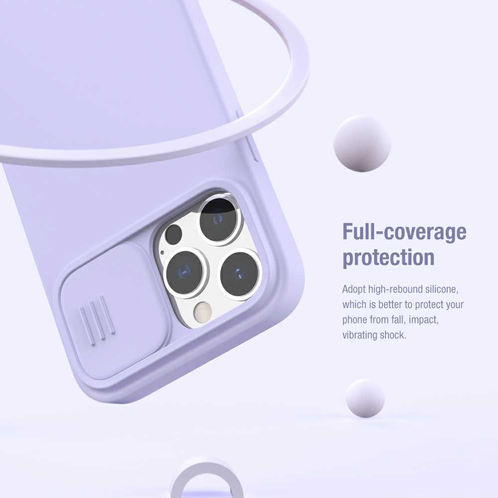 Nillkin CamShield Silky Magnetic – Apple iPhone 13 Pro Max dėklas su fotoaparato dangteliu (elegantiškas juodas)