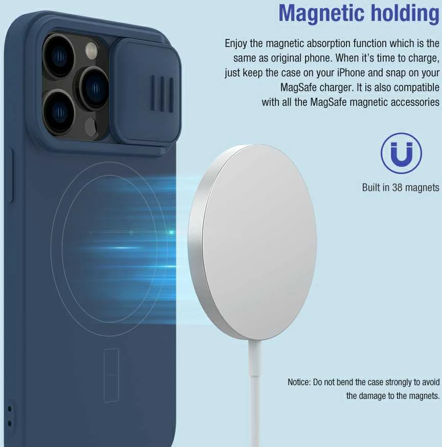 Dėklas Nillkin CamShield Silky Magnetic Silicone Apple iPhone 14 Pro šviesiai žalias
