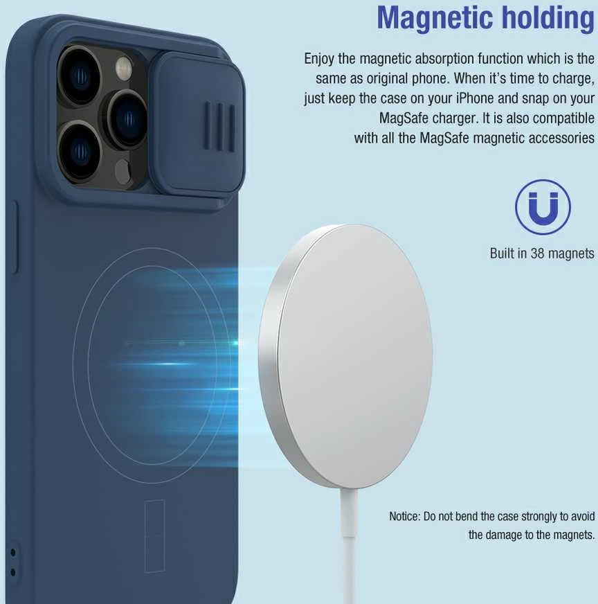 Dėklas Nillkin CamShield Silky Magnetic Silicone Apple iPhone 14 Pro Max šviesiai žalias
