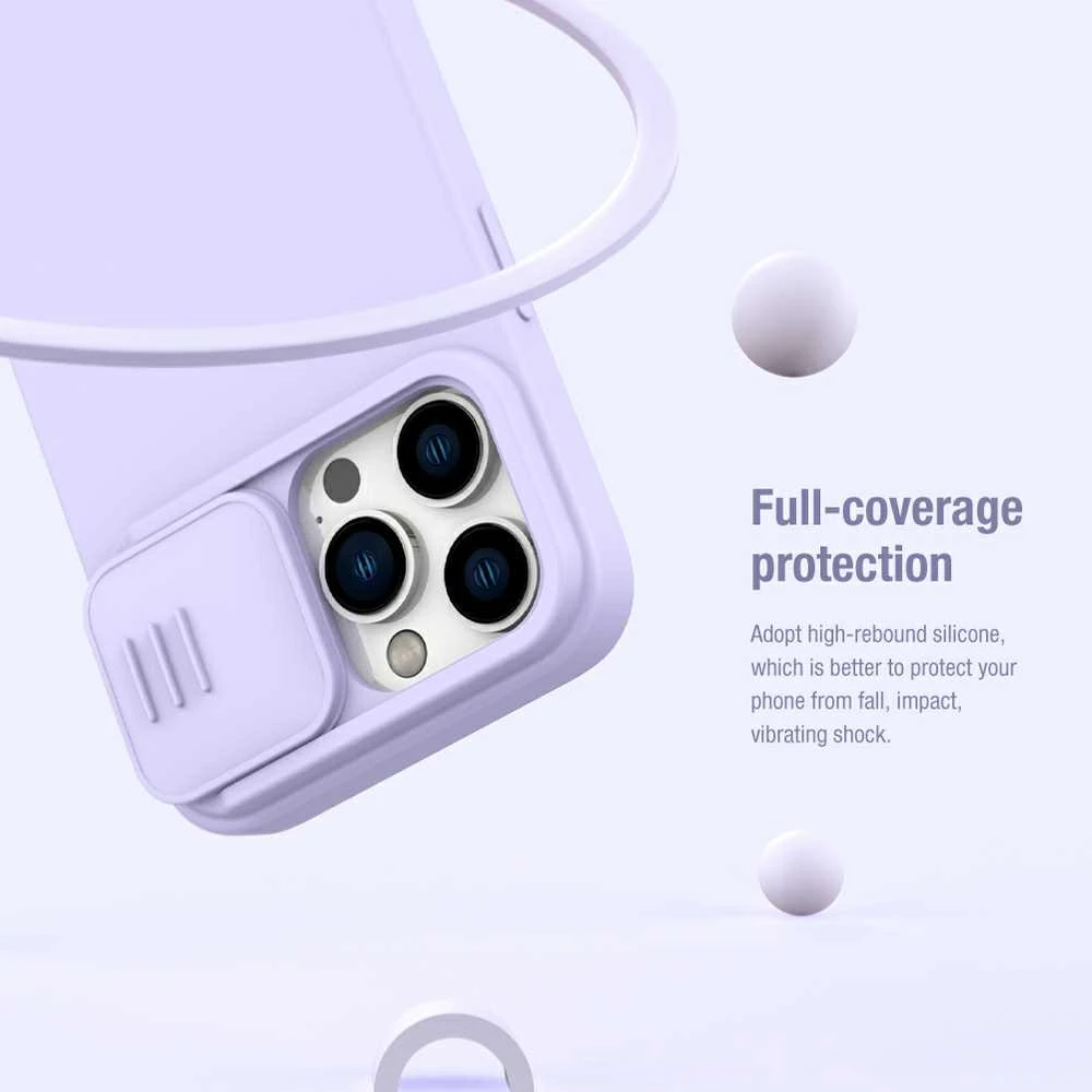 Dėklas Nillkin CamShield Silky Magnetic Silicone Apple iPhone 14 Pro Max šviesiai žalias