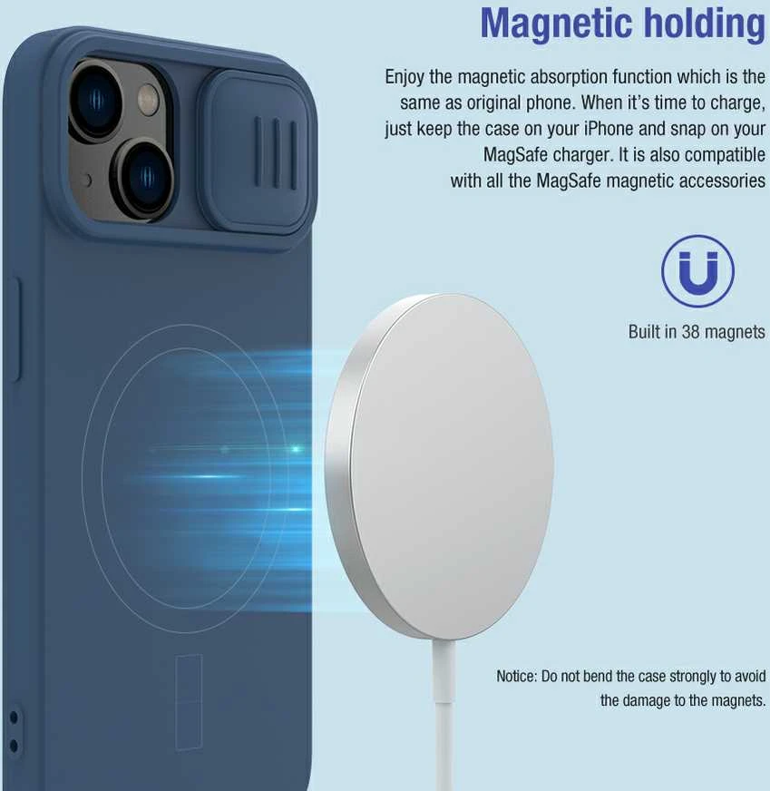 Dėklas Nillkin CamShield Silky Magnetic Silicone Apple iPhone 14 Plus šviesiai violetinis