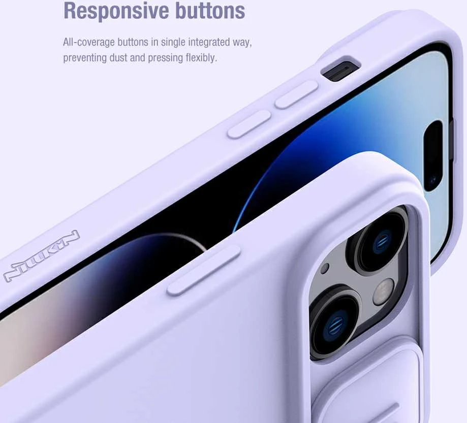 Dėklas Nillkin CamShield Silky Silicone Apple iPhone 15 Plus tamsiai mėlynas