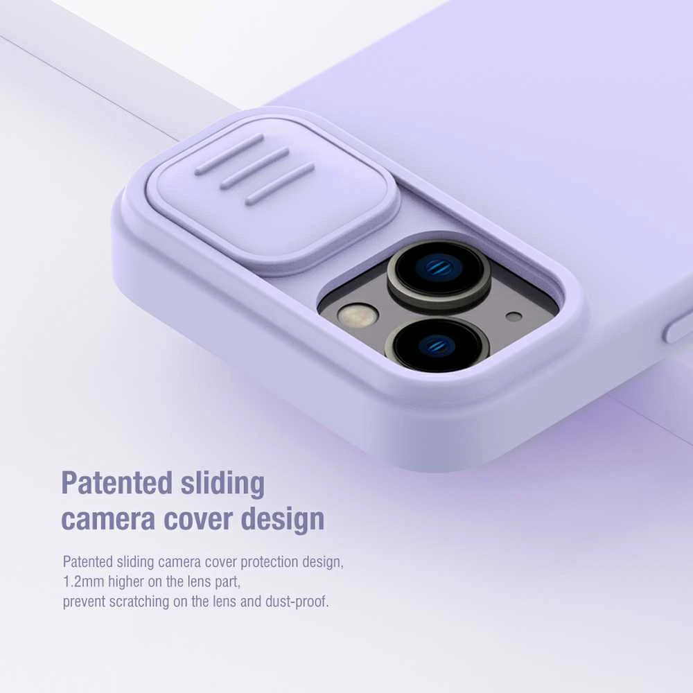 Dėklas Nillkin CamShield Silky Silicone Apple iPhone 15 Plus juodas