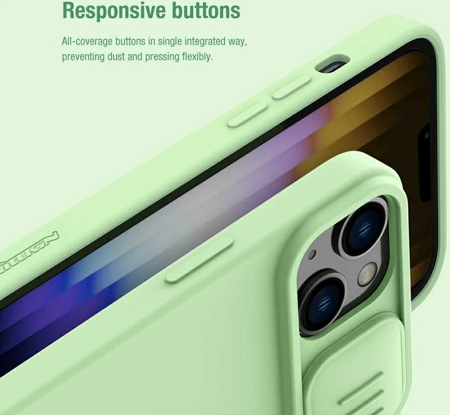 Nillkin CamShield Silky silikoninis iPhone 14 Plus with Camera Protector dėklas telefonui mėlynos spalvos