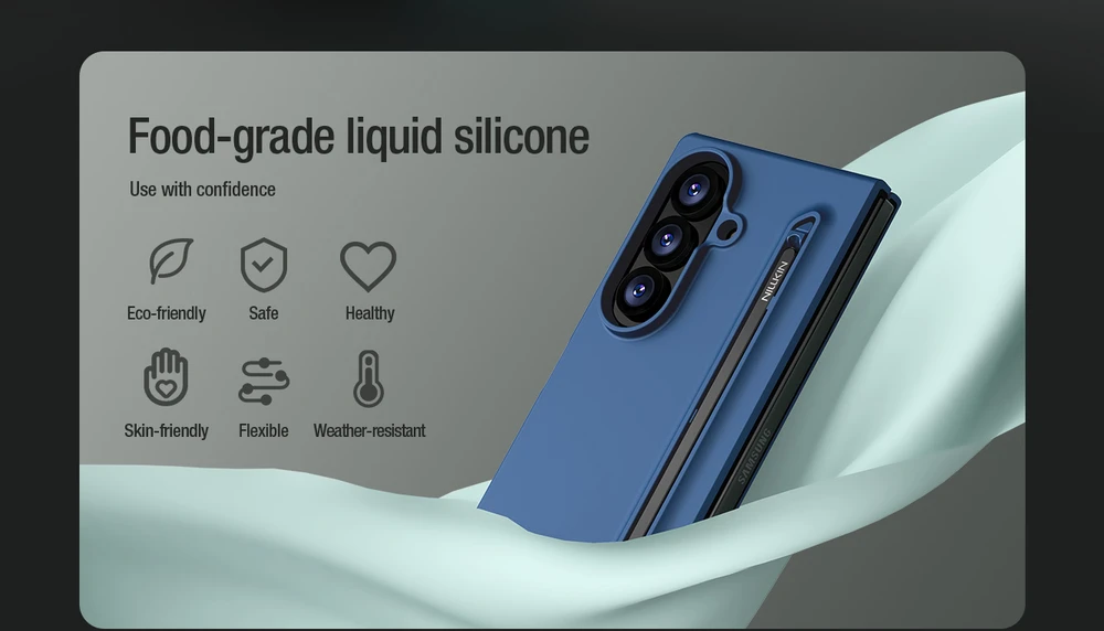 Nillkin Flex Pure Fold Pen Slot dėklas skirtas Samsung Galaxy Z Fold 8 Ultra mėlynos spalvos