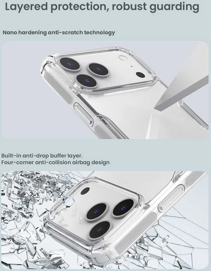Nillkin Nature TPU PRO dėklas skirtas Apple iPhone 17 Pro Max skaidrus juodos spalvos