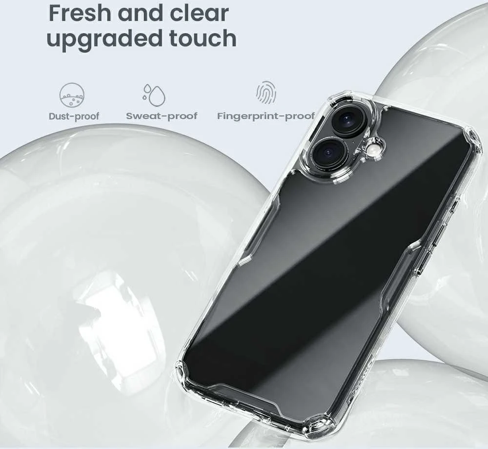 Nillkin Nature Pro iPhone 16 – dėklas telefonui skaidrus and dėklas telefonui baltos spalvos