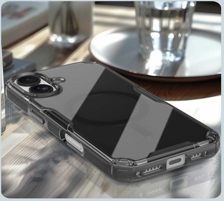 Nillkin Nature TPU Pro Magnetic dėklas suderinamas su MagSafe skirtas Apple iPhone 17 – Translucent juodos spalvos