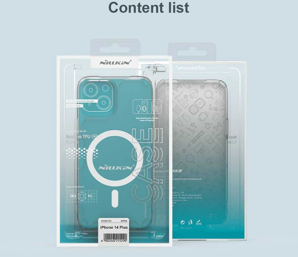 Nillkin Nature TPU Pro magnetinis dėklas, skirtas Apple iPhone 14 Plus (baltas)