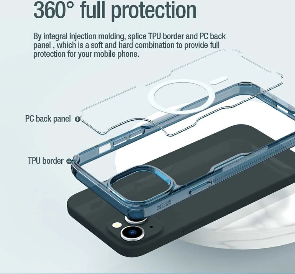 Nillkin Nature Pro armored with MagSafe Apple iPhone 15 Plus – dėklas telefonui mėlynos spalvos