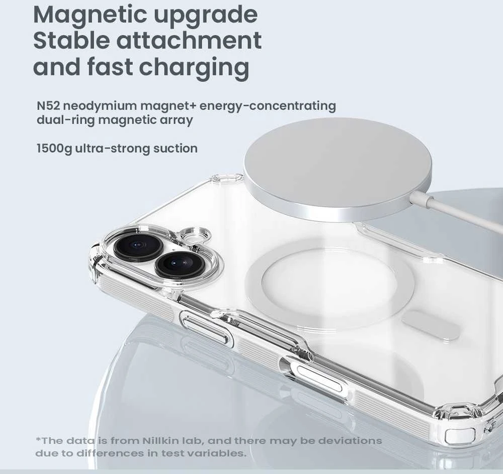Nillkin Nature TPU Pro Magnetic dėklas suderinamas su MagSafe skirtas Apple iPhone 17 – Translucent juodos spalvos