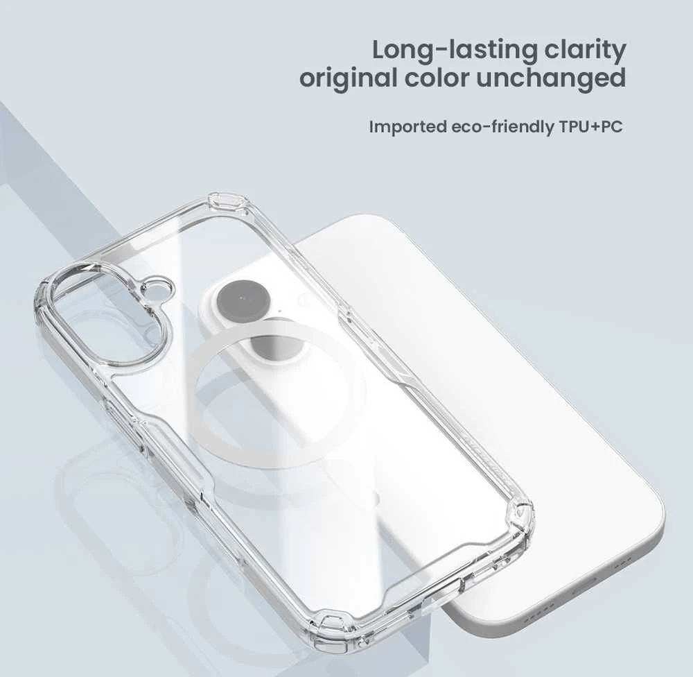 Nillkin Nature TPU Pro Magnetic dėklas suderinamas su MagSafe skirtas Apple iPhone 17 – Translucent juodos spalvos