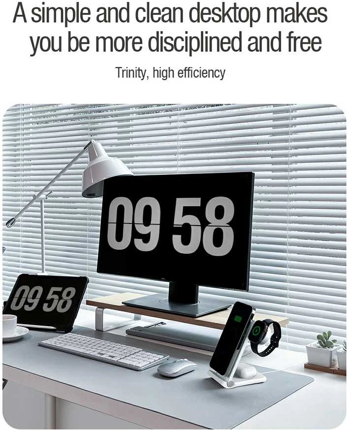 Nillkin PowerTrio 3in1 belaidis įkroviklis MagSafe Watch baltos spalvos (MFI)