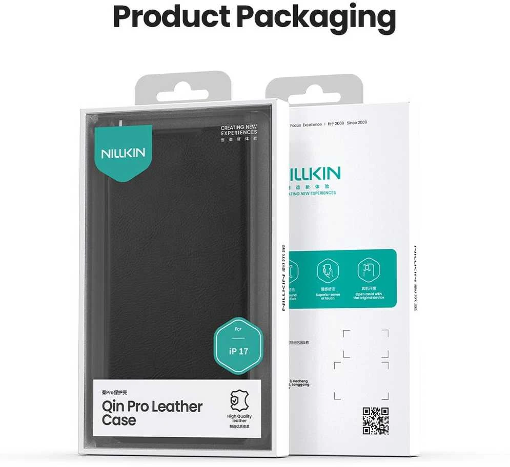 Nillkin Qin Book PRO dėklas skirtas Apple iPhone 17 juodos spalvos