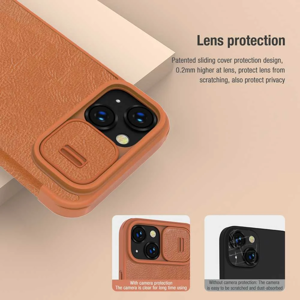 Nillkin Qin Pro odinis dėklas, skirtas iPhone 14 Plus (juodas)