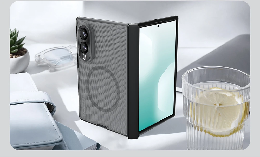 Nillkin Super Frosted FOLD Magnetic Back dėklas skirtas Samsung Galaxy Z Fold 8 skaidrus juodos spalvos