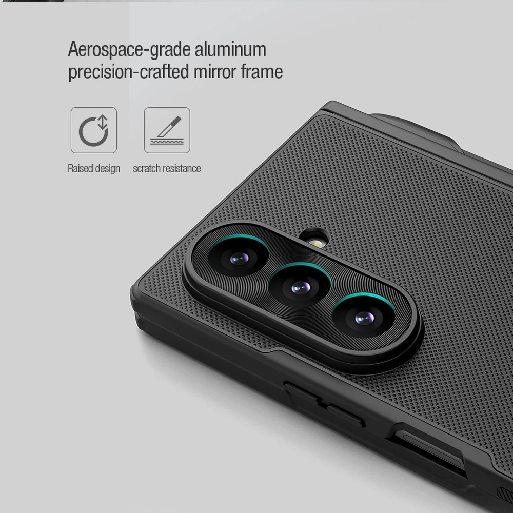 Nillkin Super Frosted FOLD Magnetic Pen Slot Back dėklas skirtas Samsung Galaxy Z Fold 8 Ultra skaidrus juodos spalvos