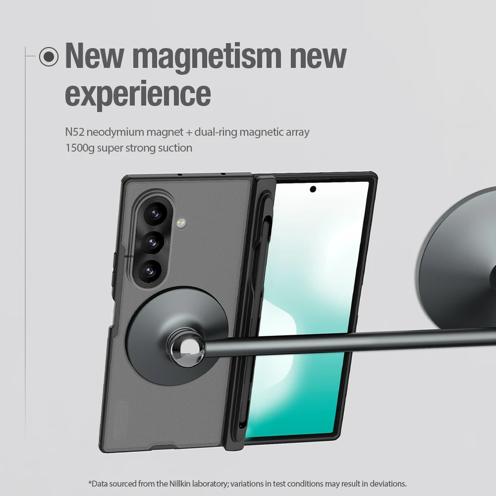 Nillkin Super Frosted FOLD Magnetic Pen Slot Back dėklas skirtas Samsung Galaxy Z Fold 8 Ultra skaidrus juodos spalvos