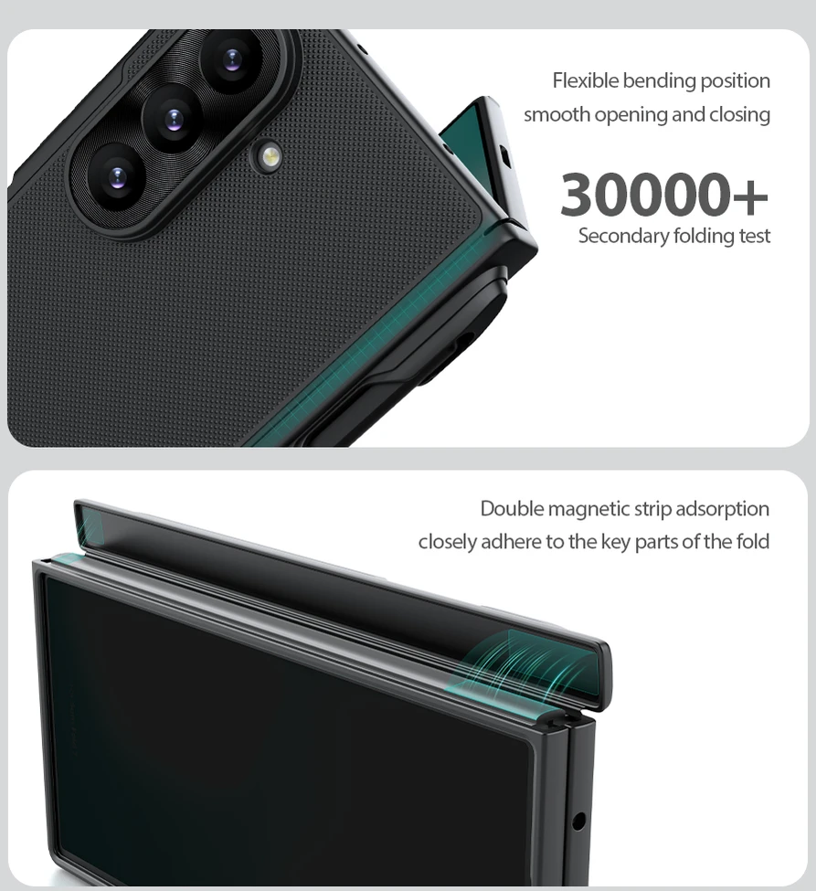 Nillkin Super Frosted FOLD Magnetic Pen Slot Back dėklas skirtas Samsung Galaxy Z Fold 8 Ultra skaidrus juodos spalvos