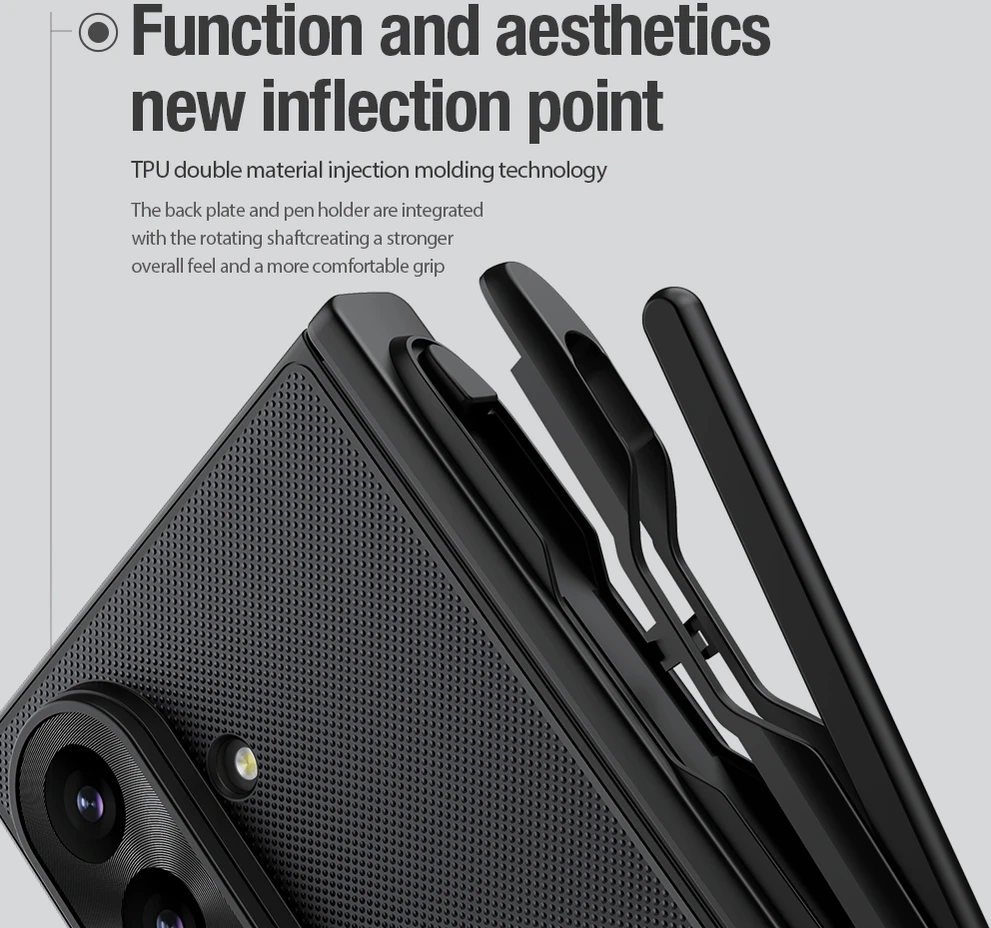 Nillkin Super Frosted FOLD Magnetic Pen Slot Back dėklas skirtas Samsung Galaxy Z Fold 8 Ultra skaidrus juodos spalvos