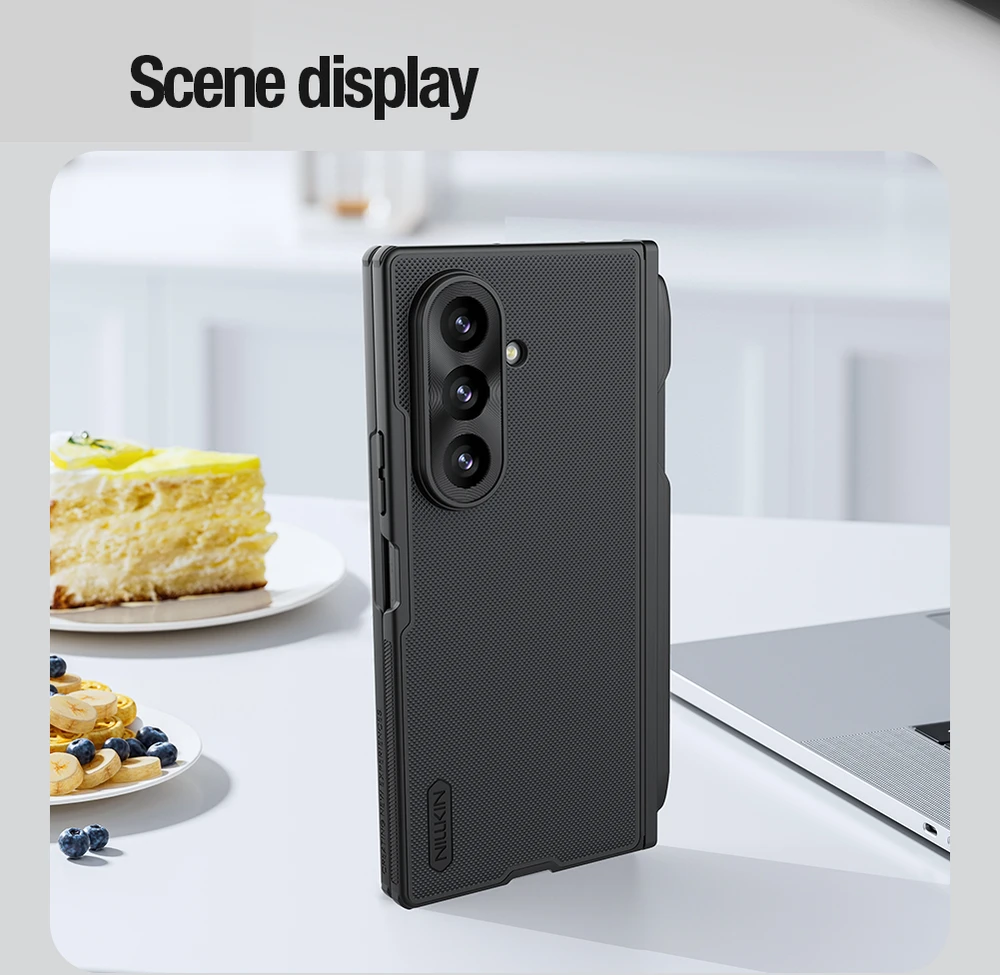 Nillkin Super Frosted FOLD Magnetic Pen Slot Back dėklas skirtas Samsung Galaxy Z Fold 8 Ultra skaidrus juodos spalvos