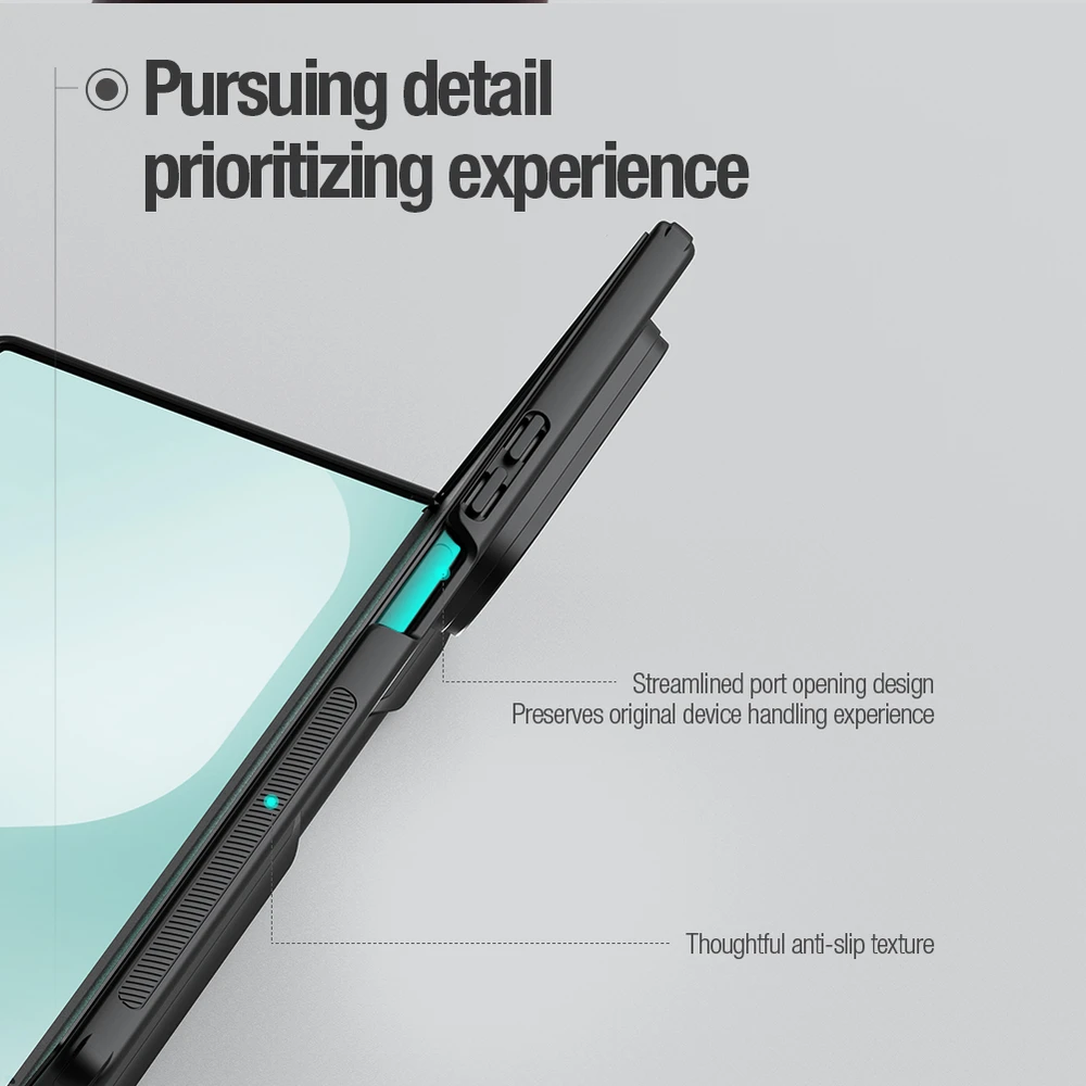 Nillkin Super Frosted FOLD Magnetic Pen Slot Back dėklas skirtas Samsung Galaxy Z Fold 8 Ultra skaidrus juodos spalvos