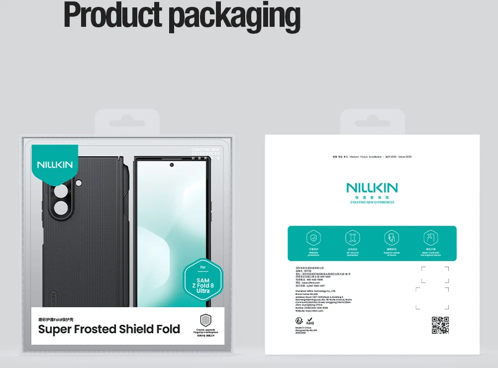 Nillkin Super Frosted FOLD Magnetic Pen Slot Back dėklas skirtas Samsung Galaxy Z Fold 8 Ultra skaidrus juodos spalvos