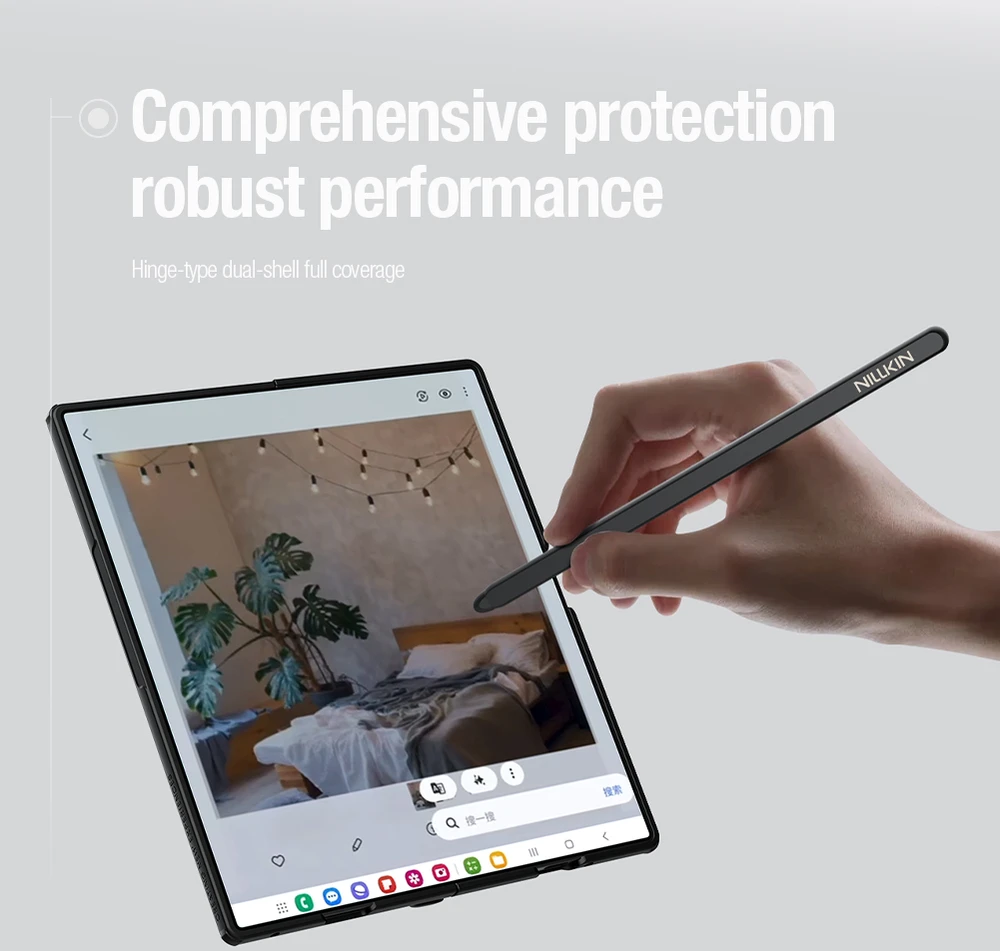 Nillkin Super Frosted FOLD Magnetic Pen Slot Back dėklas skirtas Samsung Galaxy Z Fold 8 Ultra skaidrus juodos spalvos