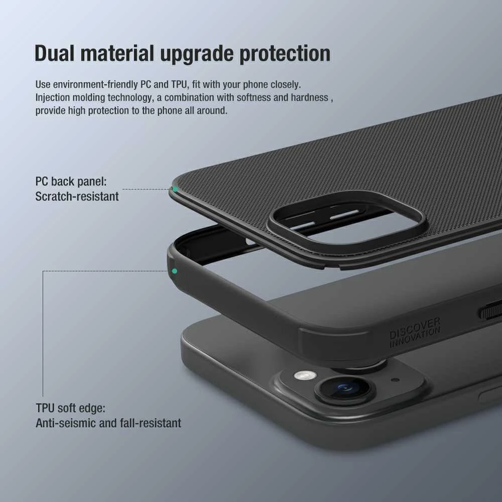 Dėklas Nillkin Super Frosted Shield Pro Apple iPhone 15 Plus juodas