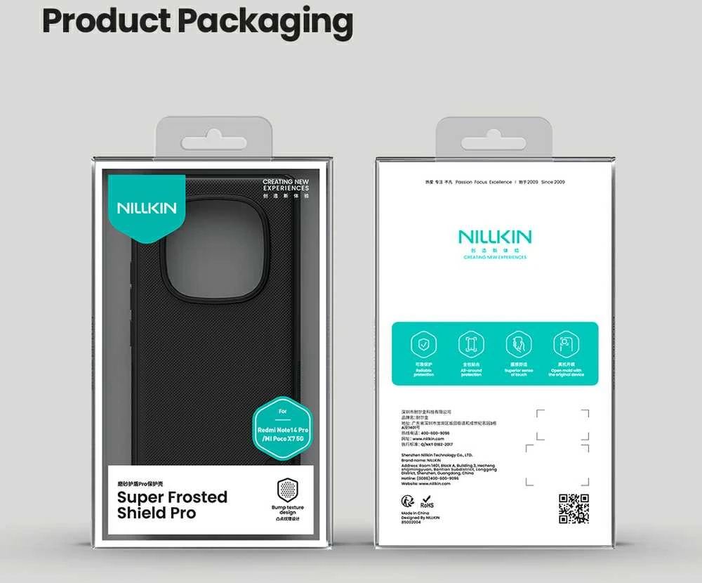 Nillkin Super Frosted PRO Back Xiaomi Redmi Note 14 Pro 5G/Poco X7 5G dėklas telefonui juodos spalvos