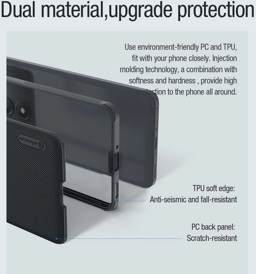 Nillkin Super Frosted PRO Magnetic Poco F6 Pro dėklas telefonui juodos spalvos