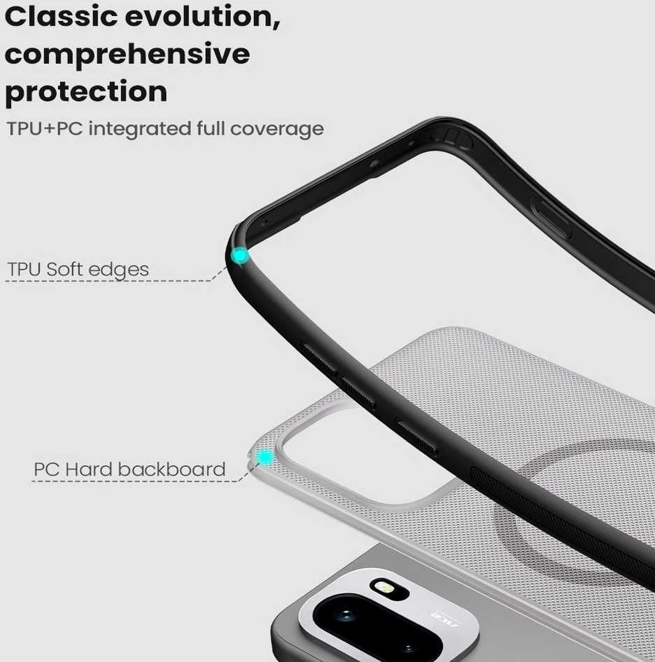 Nillkin Super Frosted PRO Magnetic Back dėklas skirtas OnePlus 15R skaidrus juodos spalvos