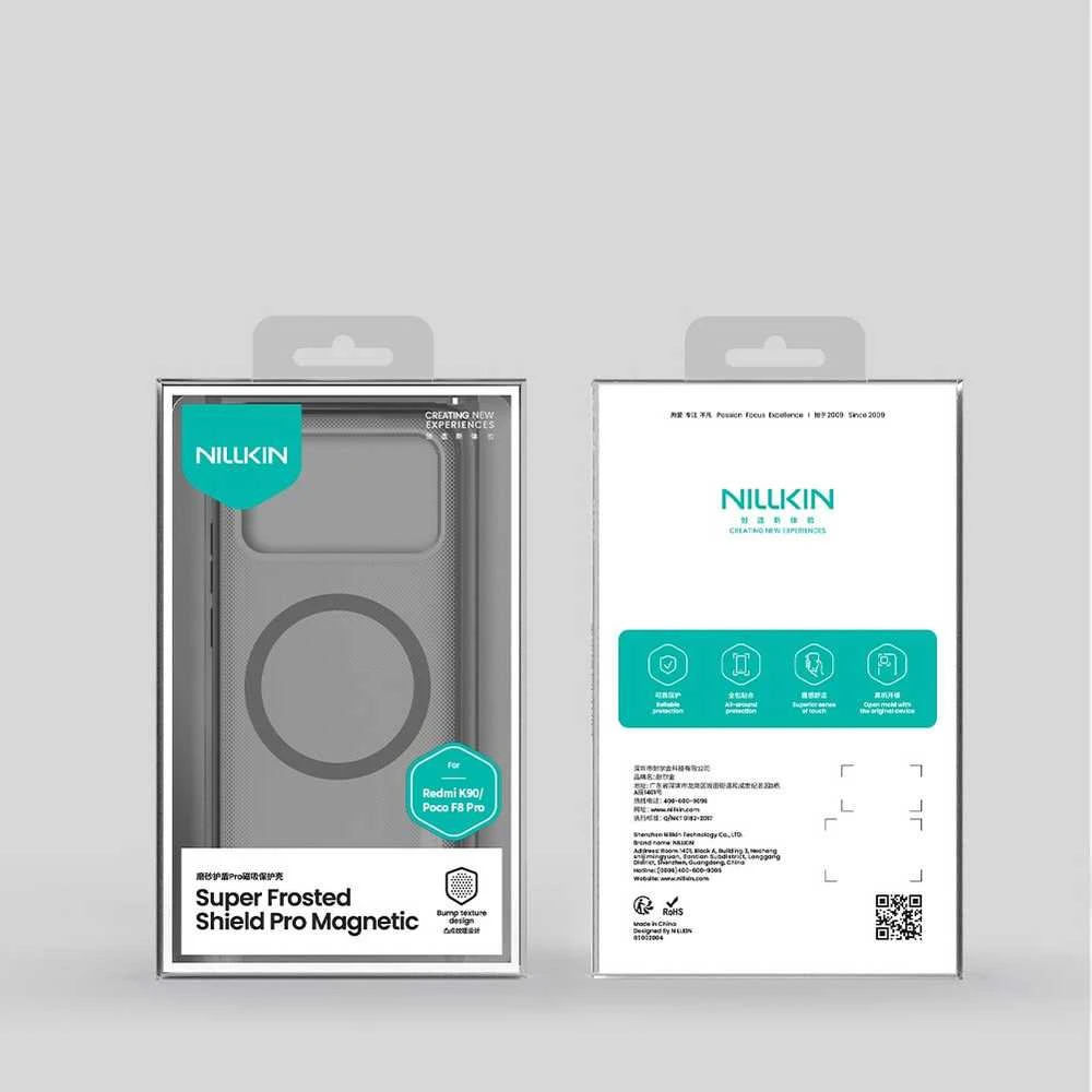 Nillkin Super Frosted PRO Magnetic Back dėklas skirtas Poco F8 Pro skaidrus juodos spalvos