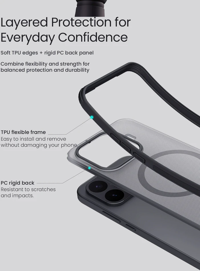 Nillkin Super Frosted PRO Magnetic Back Dėklas Xiaomi 17T skaidrus juodos spalvos