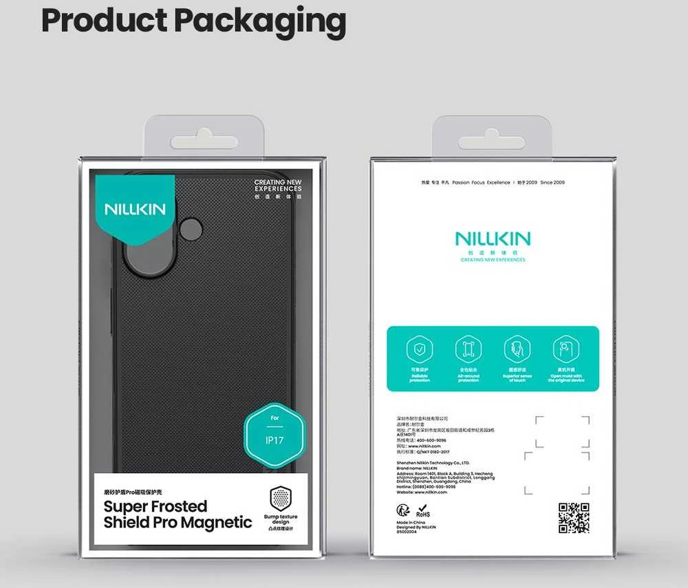 Nillkin Super Frosted PRO Magnetic Back dėklas skirtas Apple iPhone 17 juodos spalvos