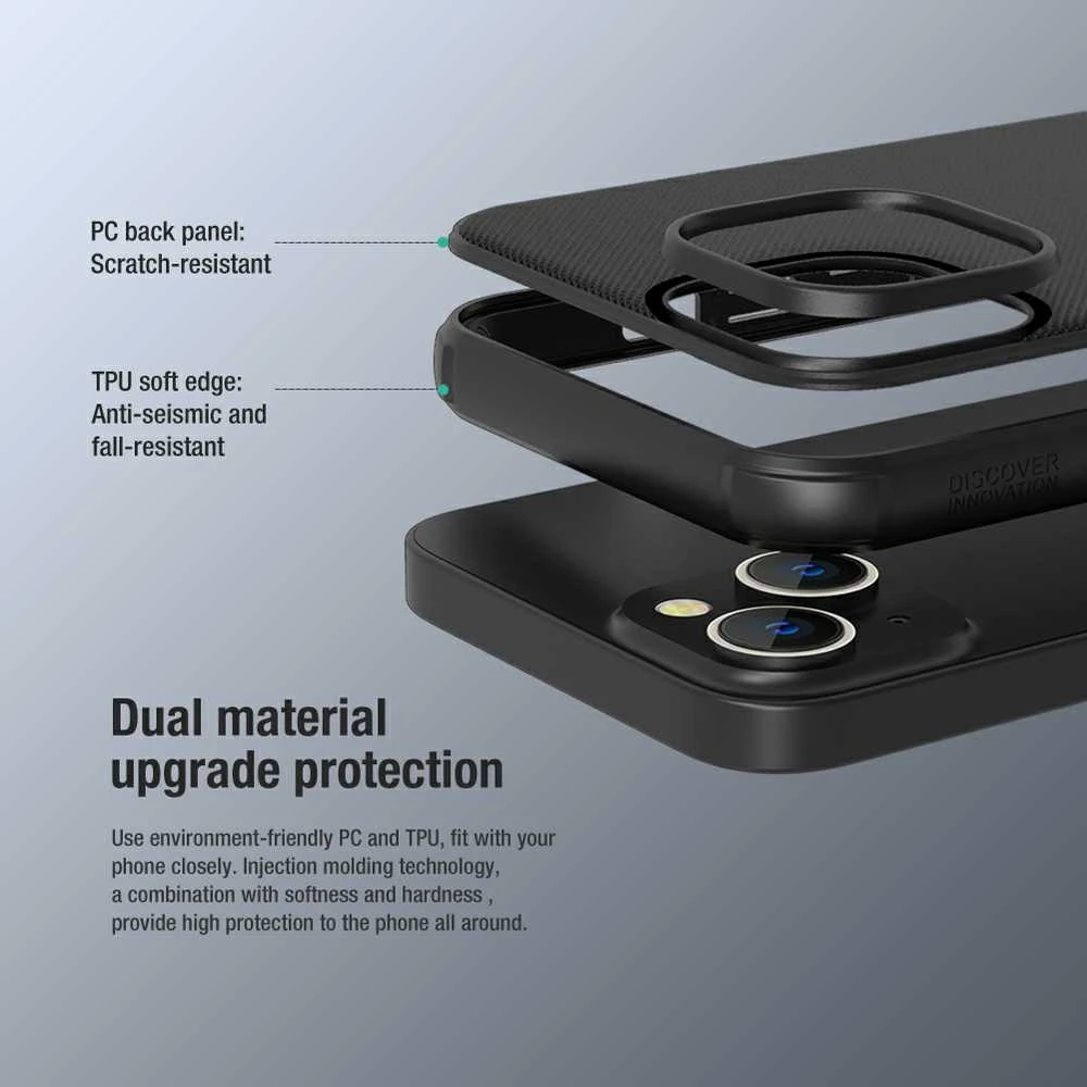 Nillkin Super Frosted Shield Pro dėklas, skirtas Apple iPhone 14 Plus (juodas)