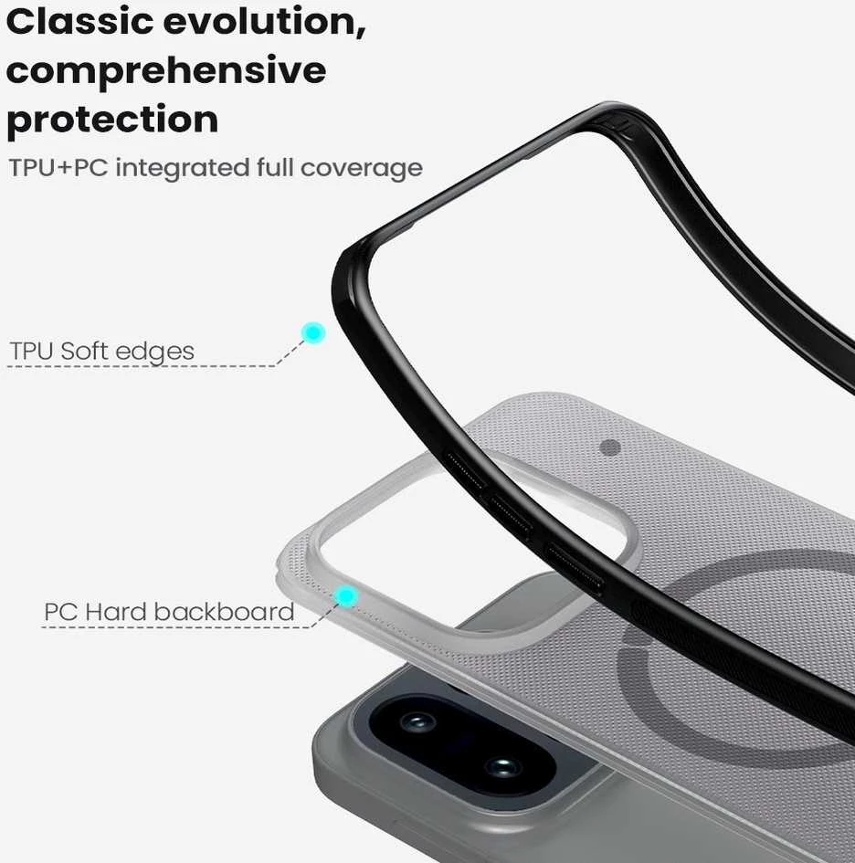 Nillkin Super Frosted PRO Magnetic Back dėklas skirtas OnePlus 15 Transparent juodos spalvos