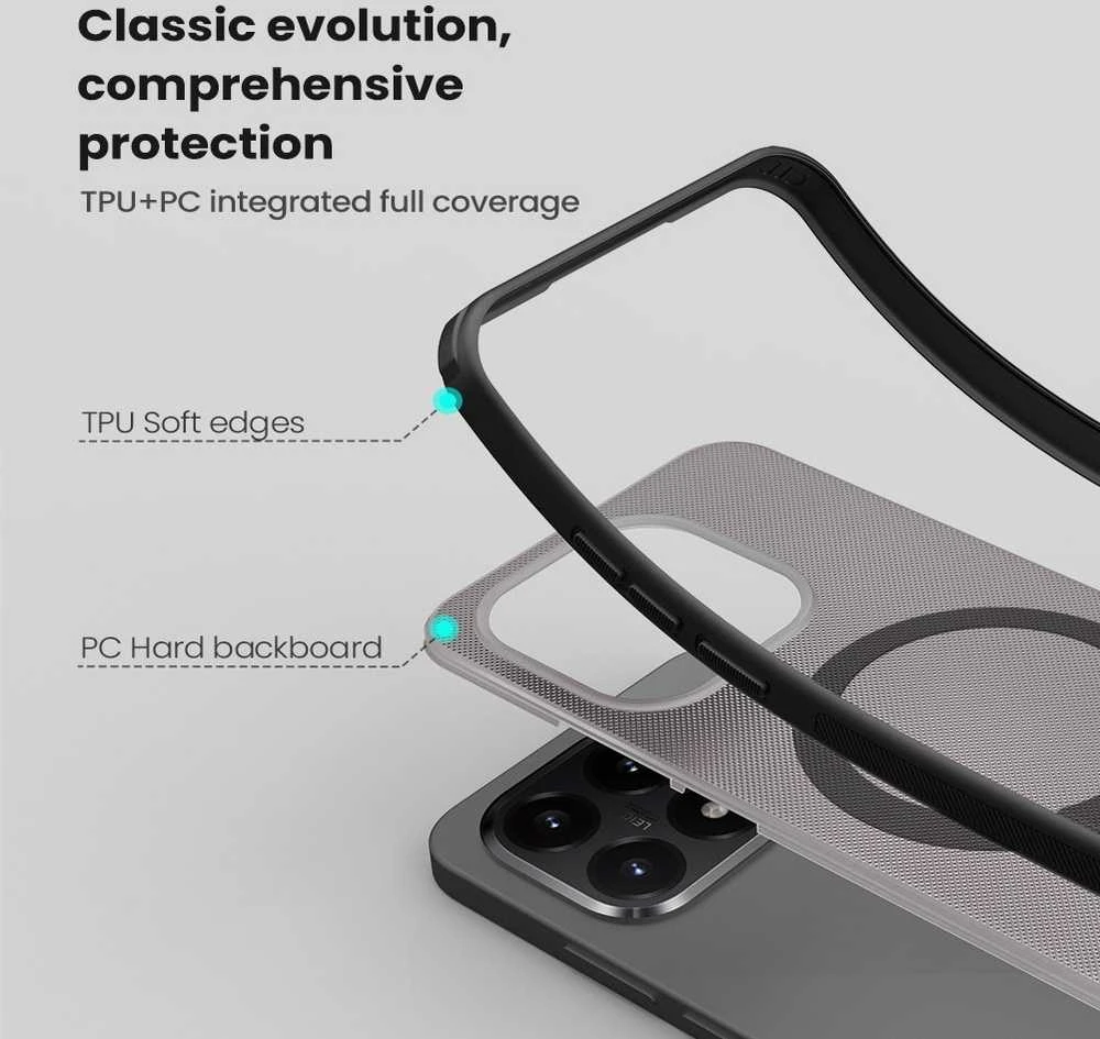 Nillkin Super Frosted PRO Magnetic Back dėklas skirtas Xiaomi 15T Transparent juodos spalvos