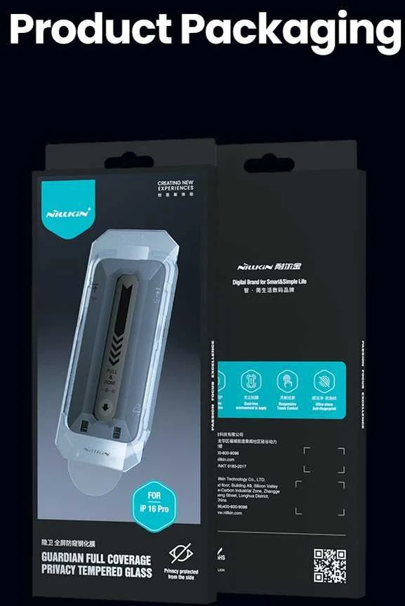 Nillkin Apsauginis stiklas 0.25mm Guardian 2.5D Apple iPhone 16 Pro Juodas (with applicator)