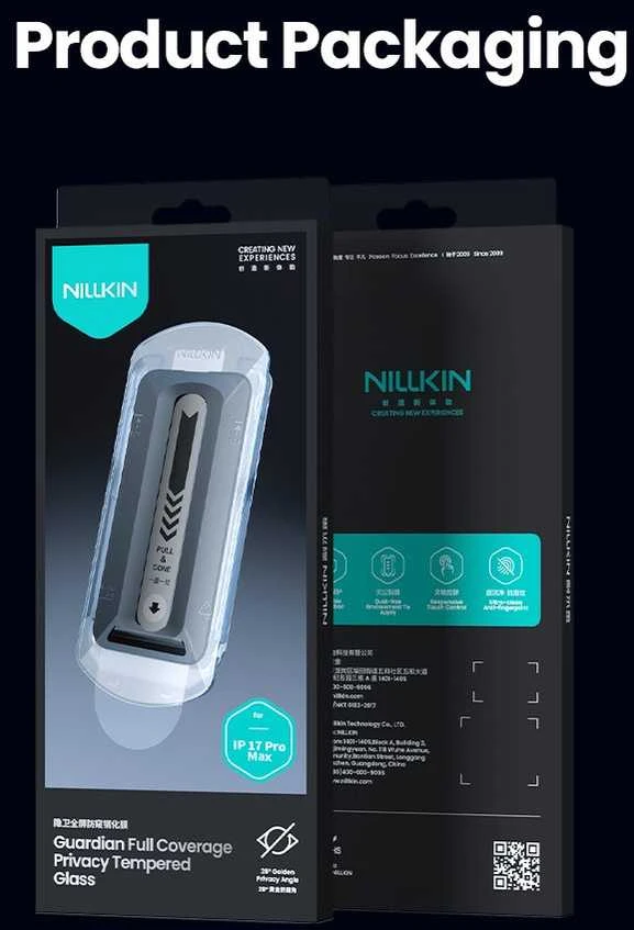 Nillkin Apsauginis stiklas 0.25mm Guardian 2.5D skirtas Apple iPhone 17 Pro Max juodos spalvos (su aplikatoriumi)