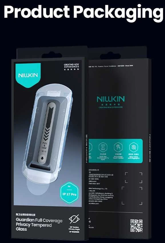 Nillkin Apsauginis stiklas 0.25mm Guardian 2.5D skirtas Apple iPhone 17 Pro juodos spalvos (su aplikatoriumi)